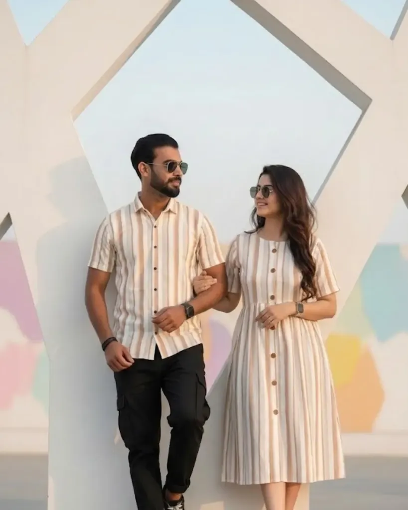 Couple Combo Mens Shirt & One Piece Dress for women_488