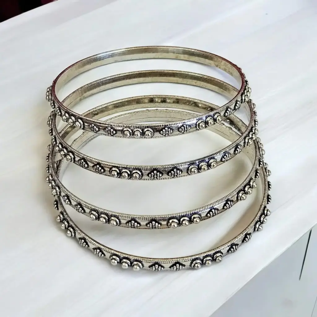  Silver Bead Symphony Bangles(I) (2.4)