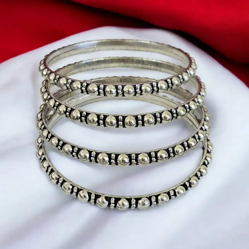 Silver Harmony Bead Bangles(I) (2.4)