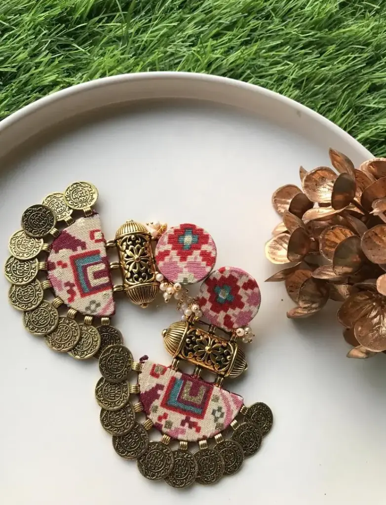 [69] Patola-Inspired Coin Drop Earrings_69