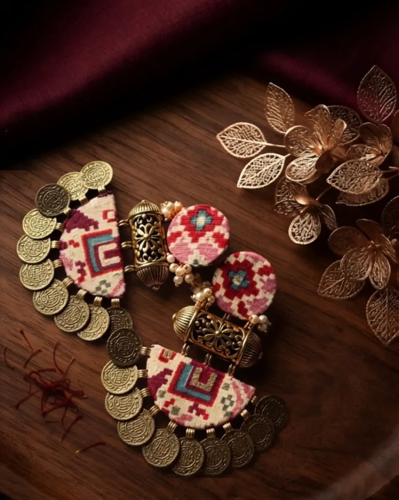 [69] Patola-Inspired Coin Drop Earrings_69