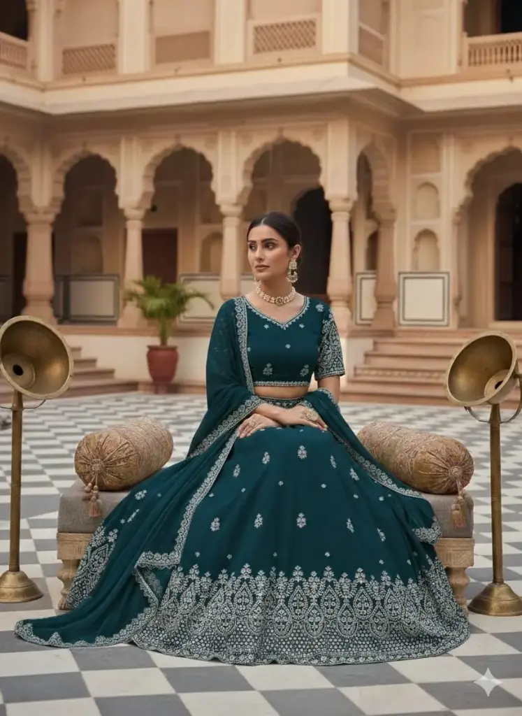  Designer Wedding Wear_526 (Blue)