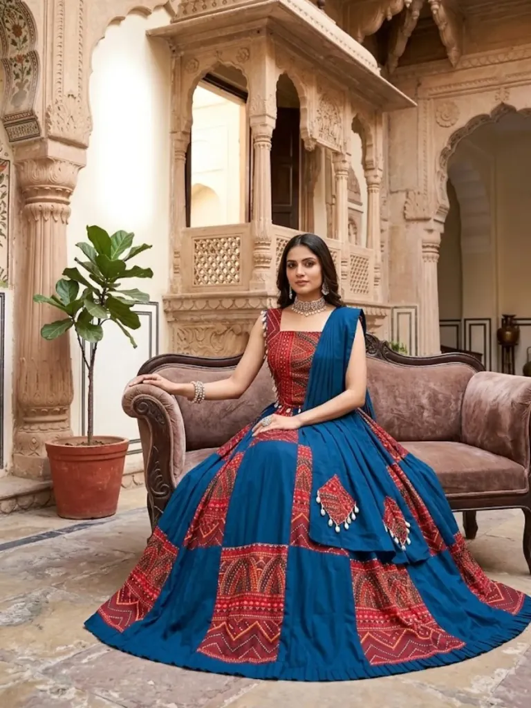 [528] Navratri Blue Red Lehenga Choli_528