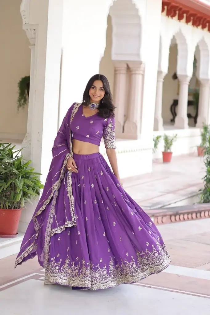 Purple & Mint Lehenga Choli For Wedding_538 (Purple)