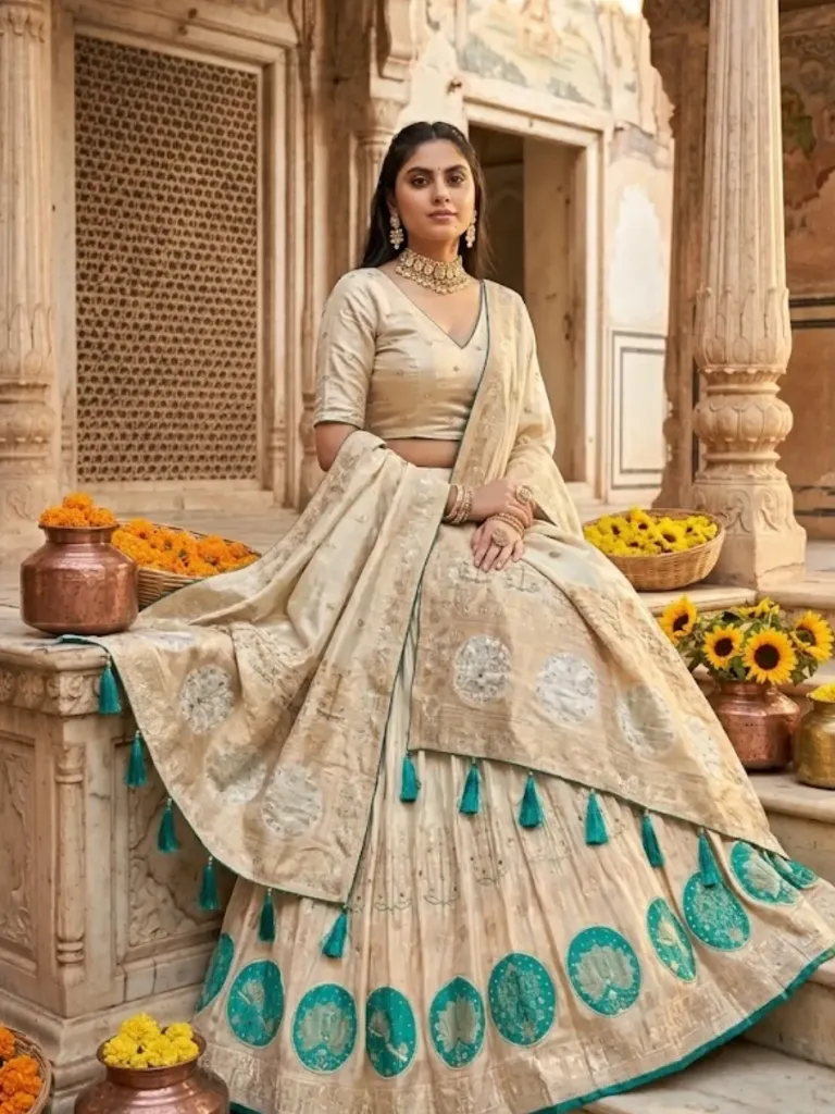 Shimmer With Weaving Work Lehenga choli_544