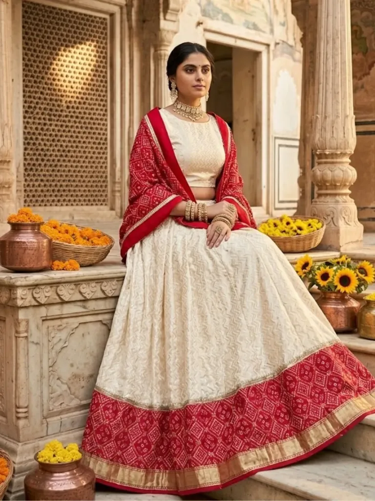 [546]  Zigzag And Bandhej Print Lehenga Choli_546