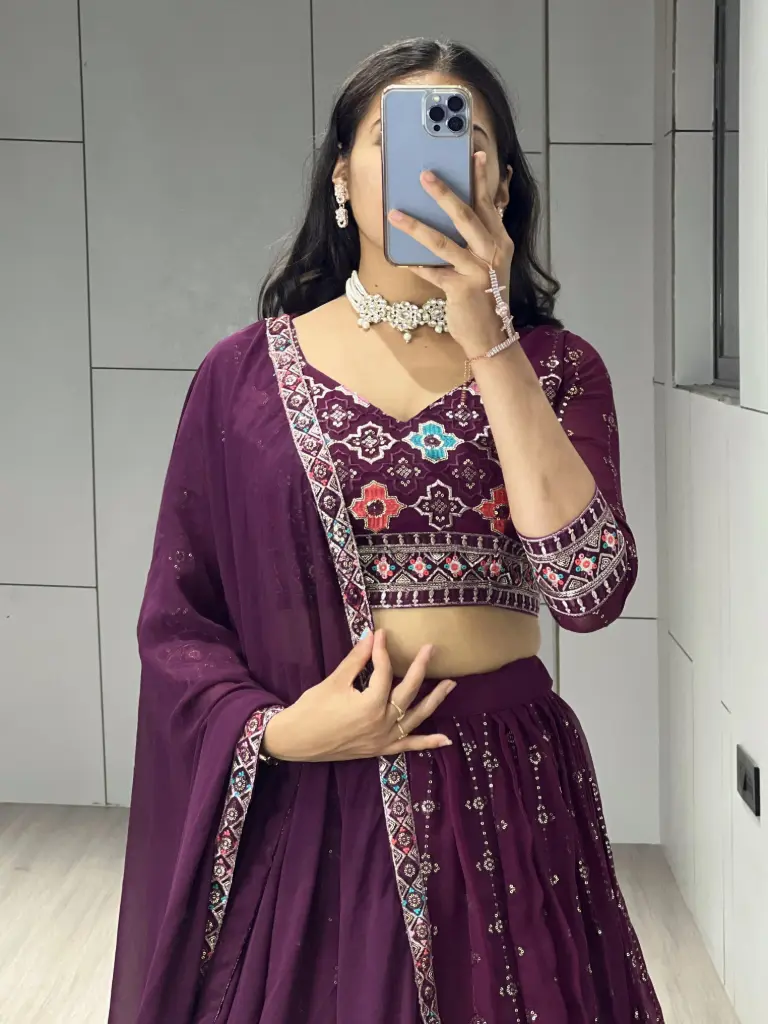 [555] Traditional Embroidery Fully Stitched Lehenga Choli_555