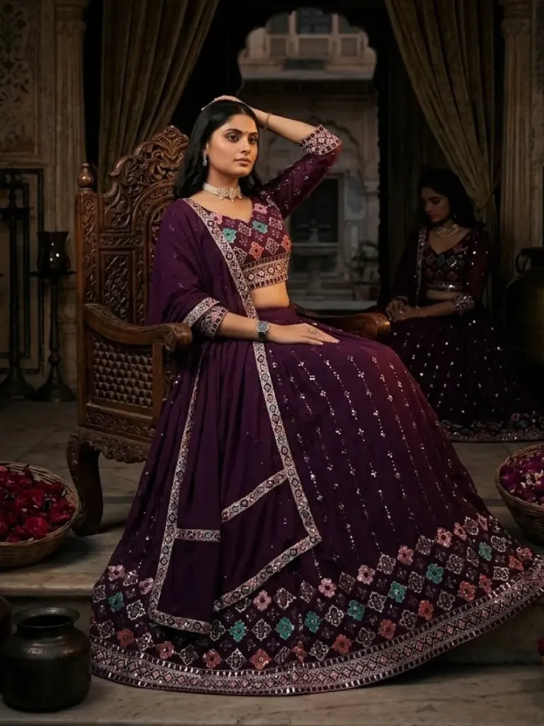 [555] Traditional Embroidery Fully Stitched Lehenga Choli_555