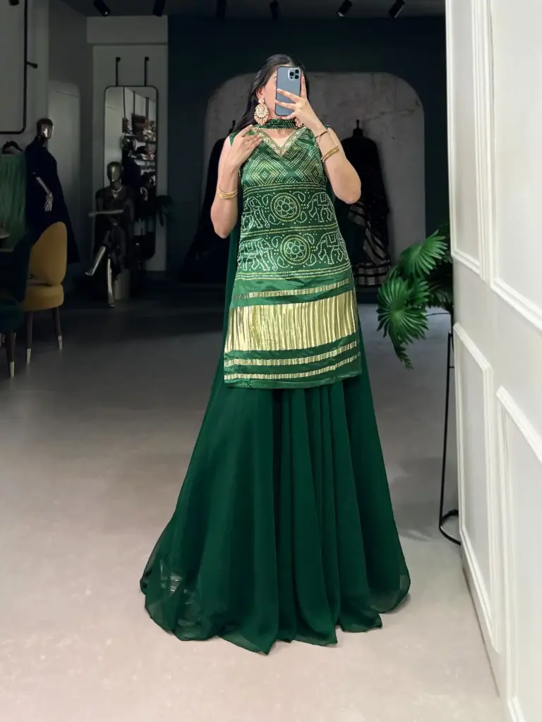 Designer Top Plazo With Dupatta_564 (Green)