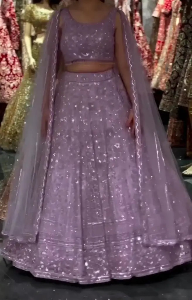 [581] The Pink Stardust Cape Lehenga_581