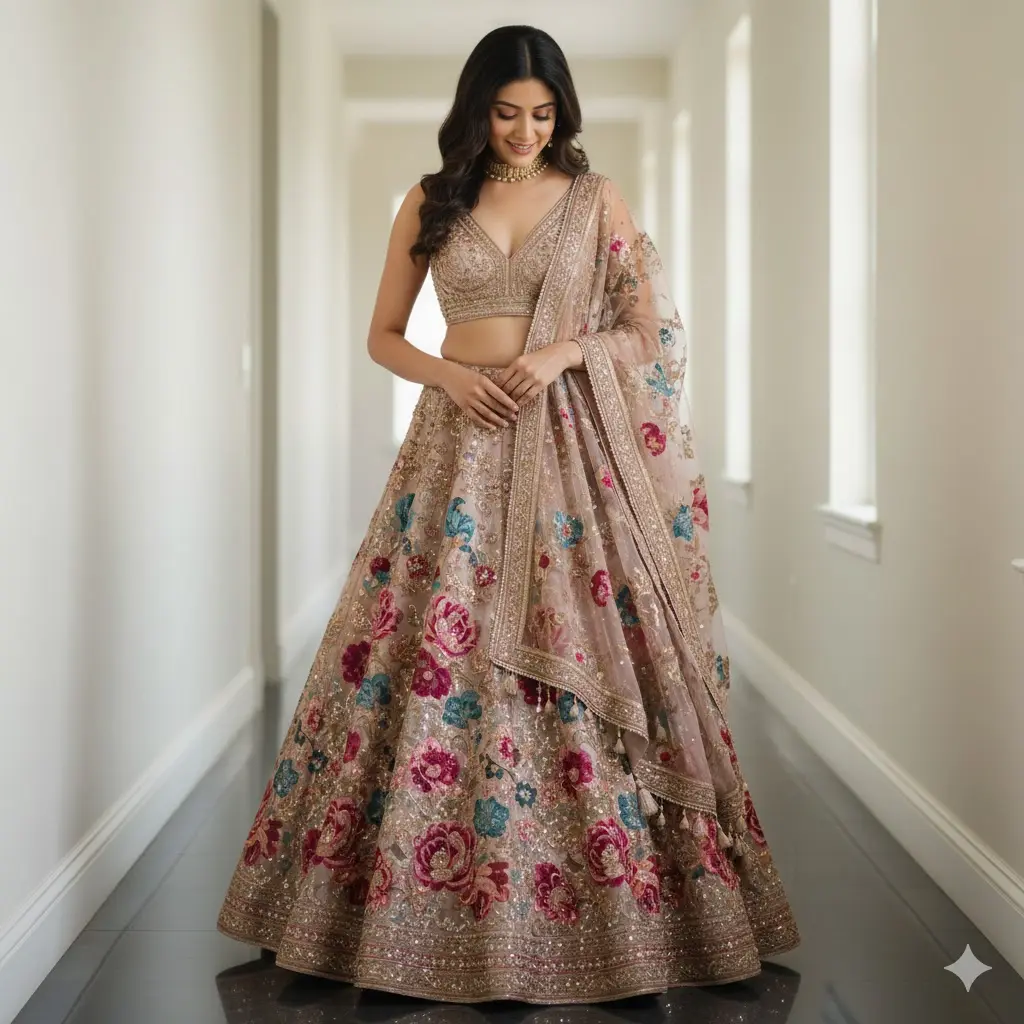 [587] The Floral Bloom Heritage Lehenga_587