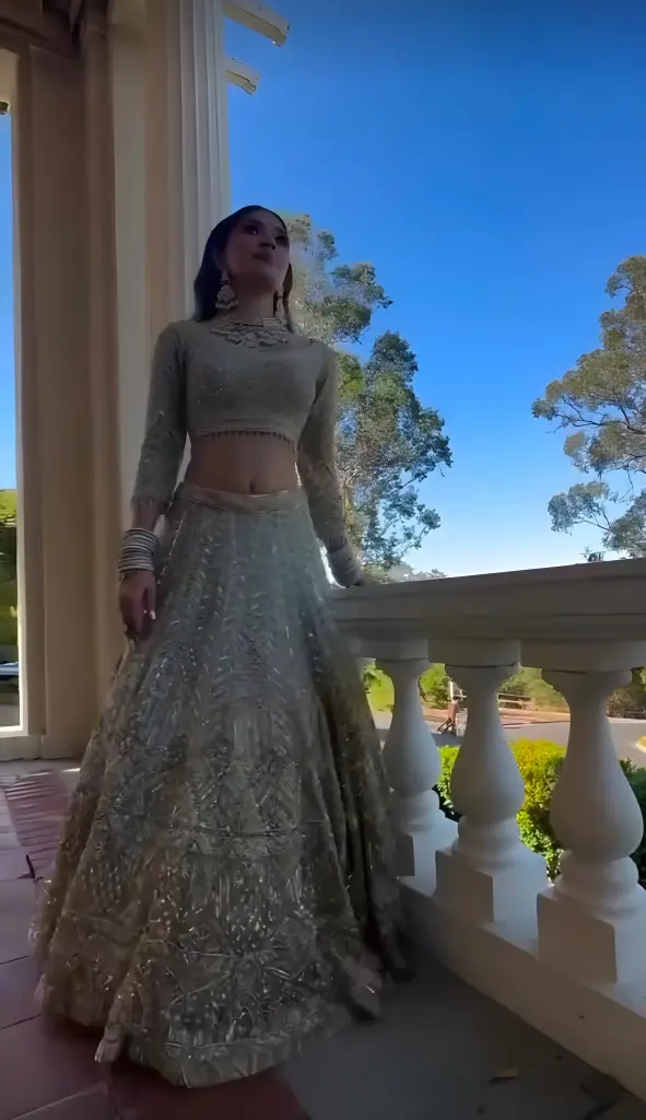 [588] The Minted Silver Radiance Lehenga_588