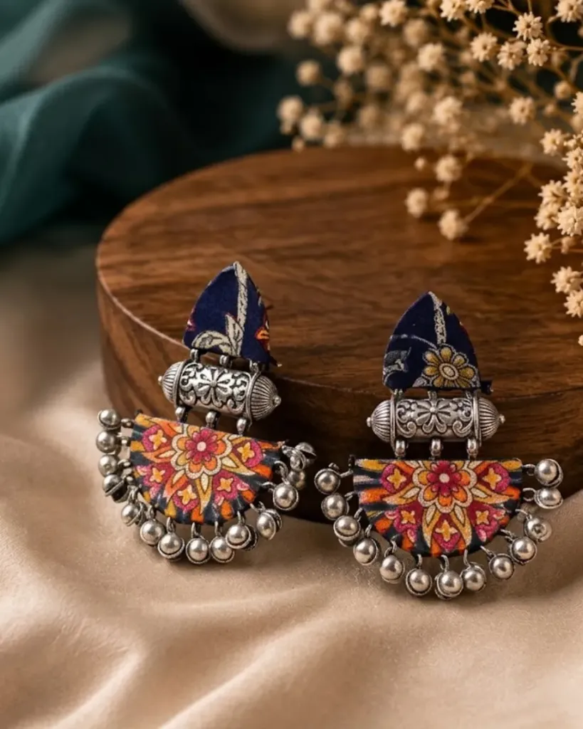 [114] Navratri Tribal Oxidized Mirror Dangle Earrings_114