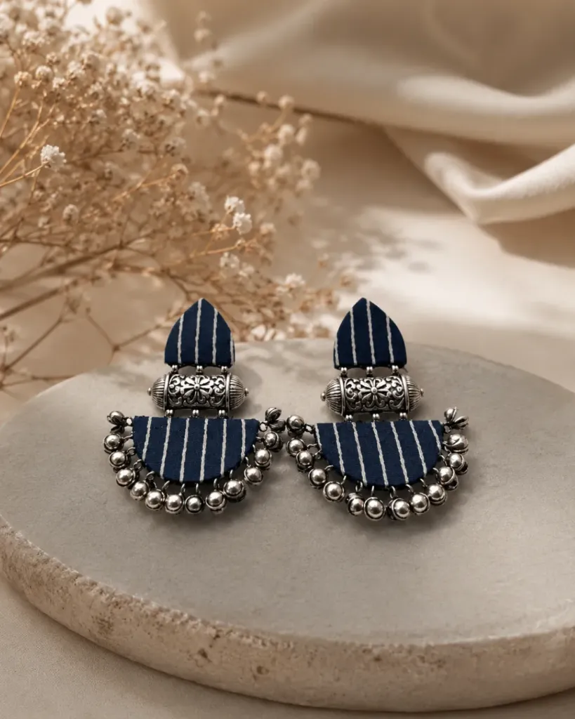 [115] Navratri Tribal Oxidized Mirror Dangle Earrings_115