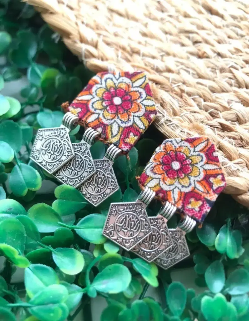 [119] Patola Bloom Fabric Dangler Earrings_119