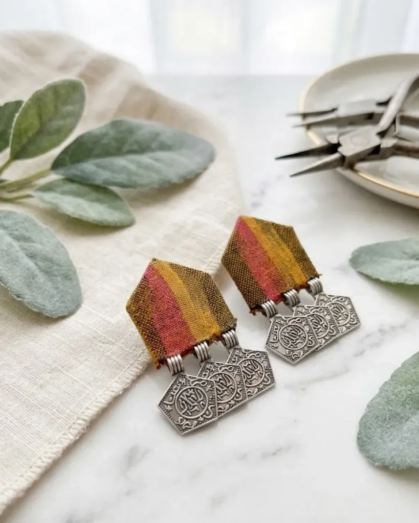 [121] Patola Bloom Fabric Dangler Earrings_121