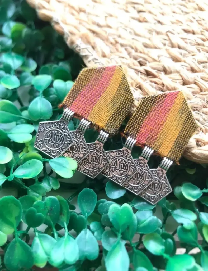 [121] Patola Bloom Fabric Dangler Earrings_121