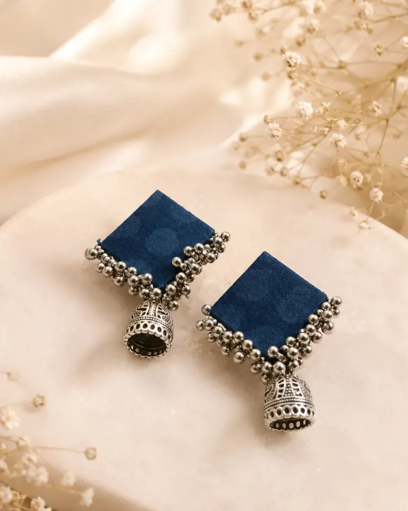 [143] Indigo Ghungroo Square Jhumka_143