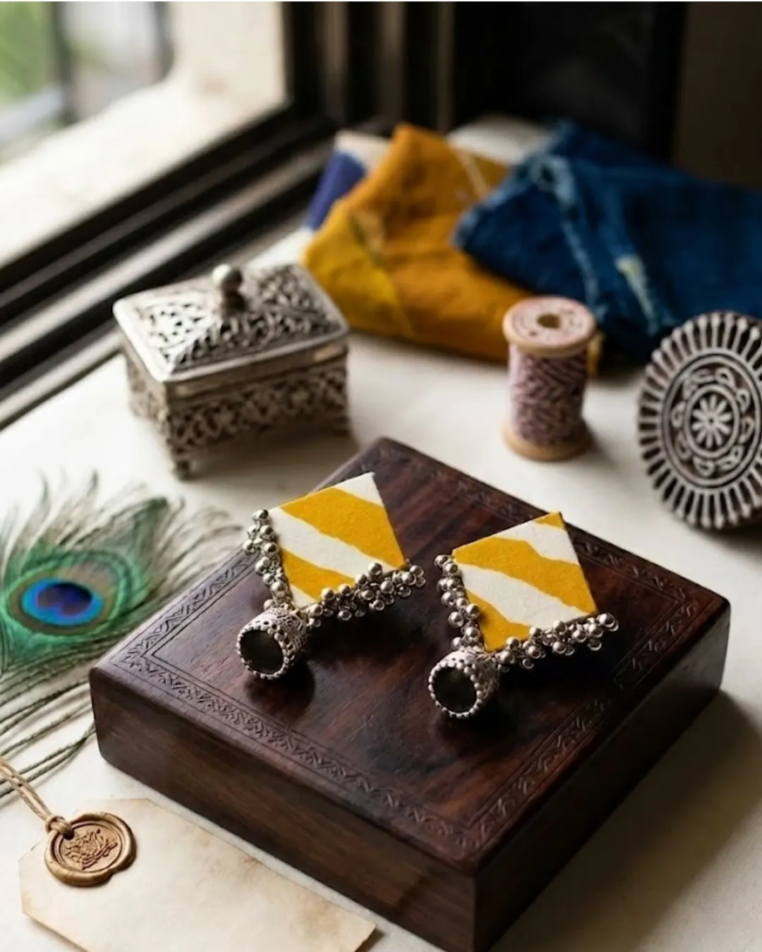 [145]  Indigo Ghungroo Square Jhumka_145