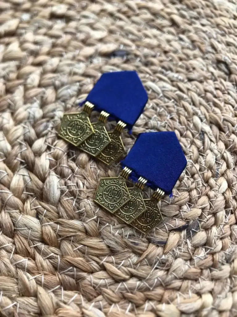 House Shape Golden Ginni Earrings_148 (Duel Blue)