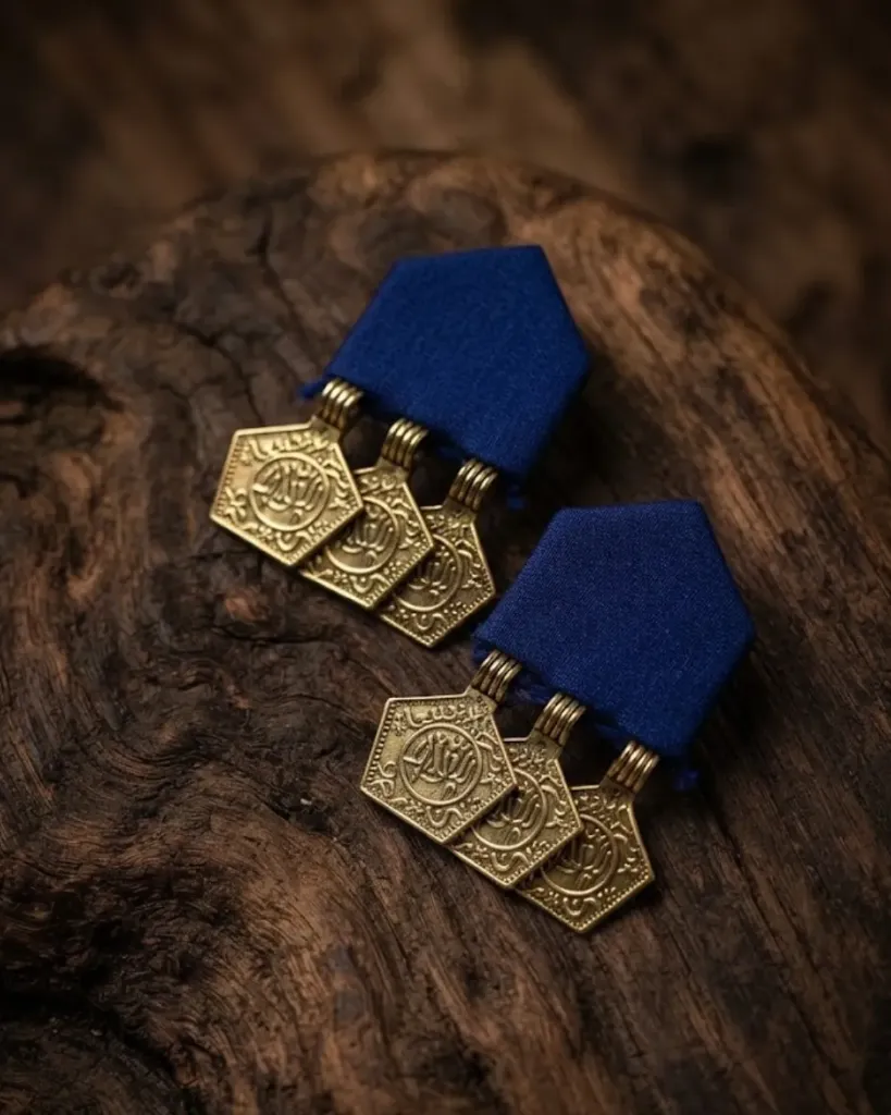 House Shape Golden Ginni Earrings_148 (Duel Blue)