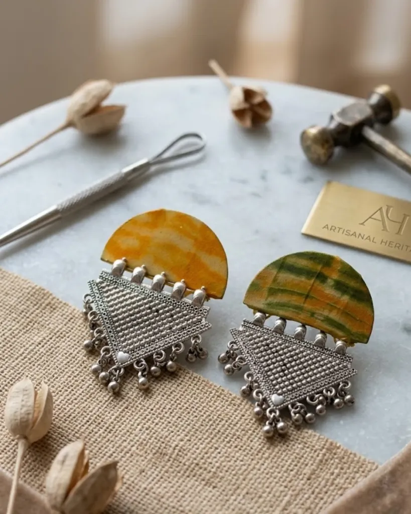 [155] Tribal Taar Indigo Fusion Earrings_155