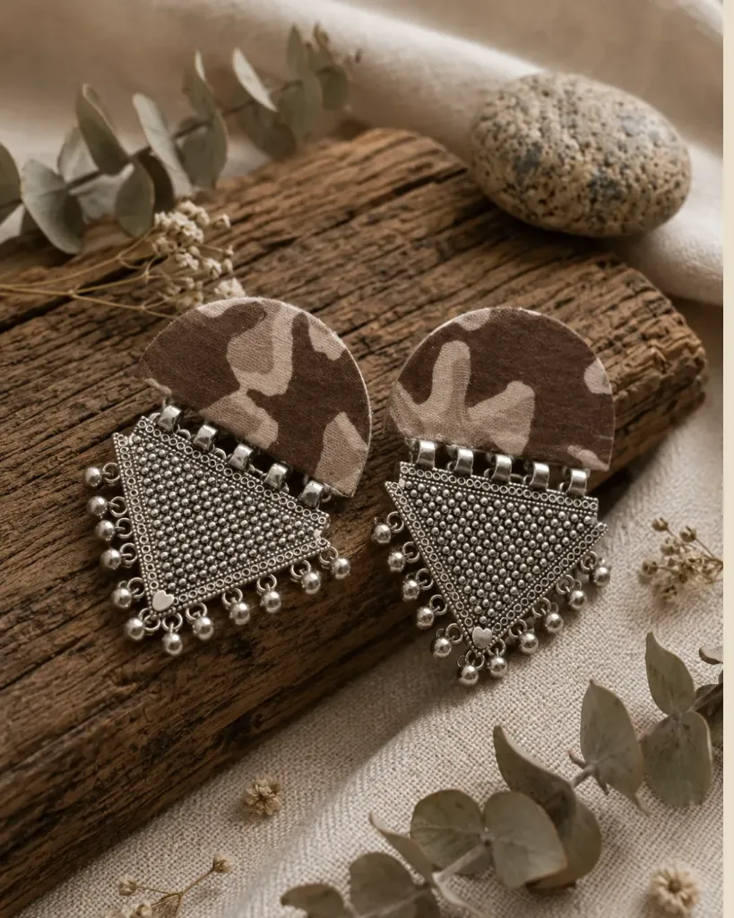 [157] Tribal Taar Indigo Fusion Earrings_157