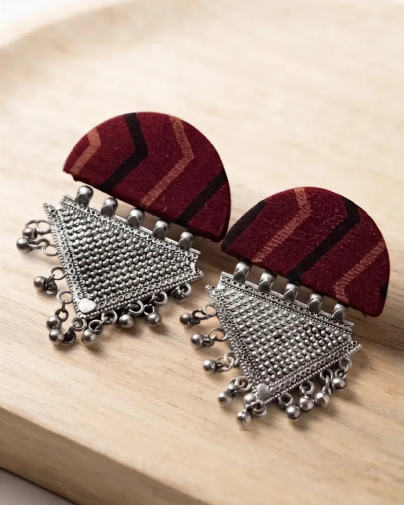 [158] Tribal Taar Indigo Fusion Earrings_158