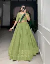 Olive Glam Chaniya Choli with Mirror Lace Dupatta_186
