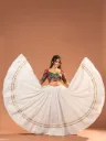  Radiance Silk Flared Lehenga with Golden Border_187 (White)