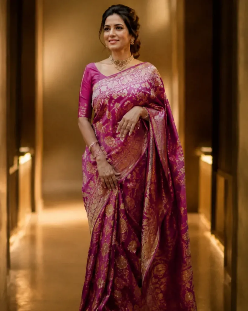 [189] Royal Orchid Pink & Gold Kanjeevaram Silk Saree_189