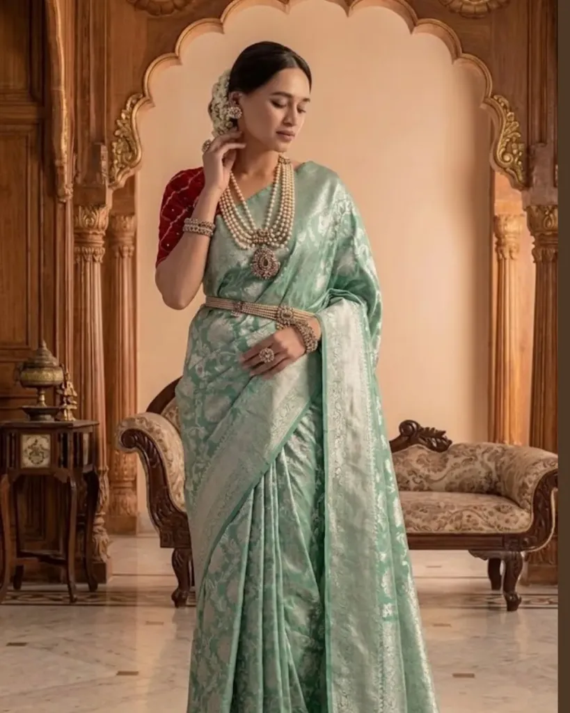 [193] Elegant Mint Green Kanjeevaram Silk Saree_193