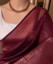 Royal Maroon Kanjeevaram Silk Saree with Self Zari Weave