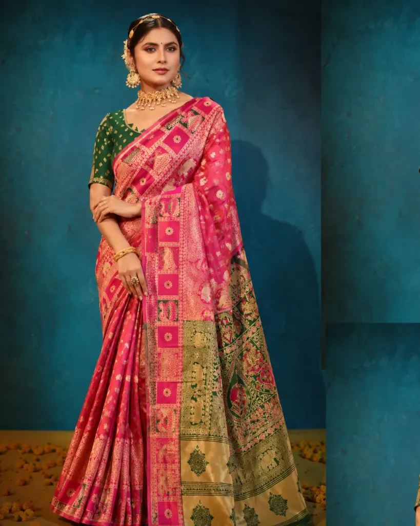 [214] Regal Rose Banarasi Silk Saree_214