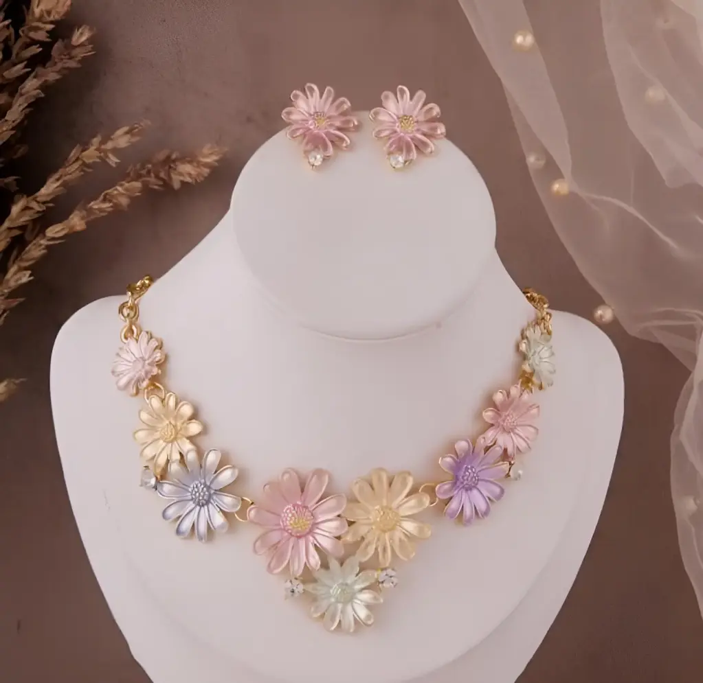 Pastel Enamel Flower Necklace Set(M)
