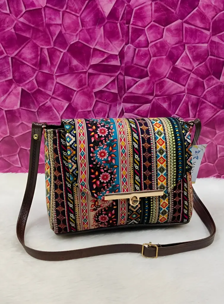 Ethnic Geometric Print Crossbody Bag
