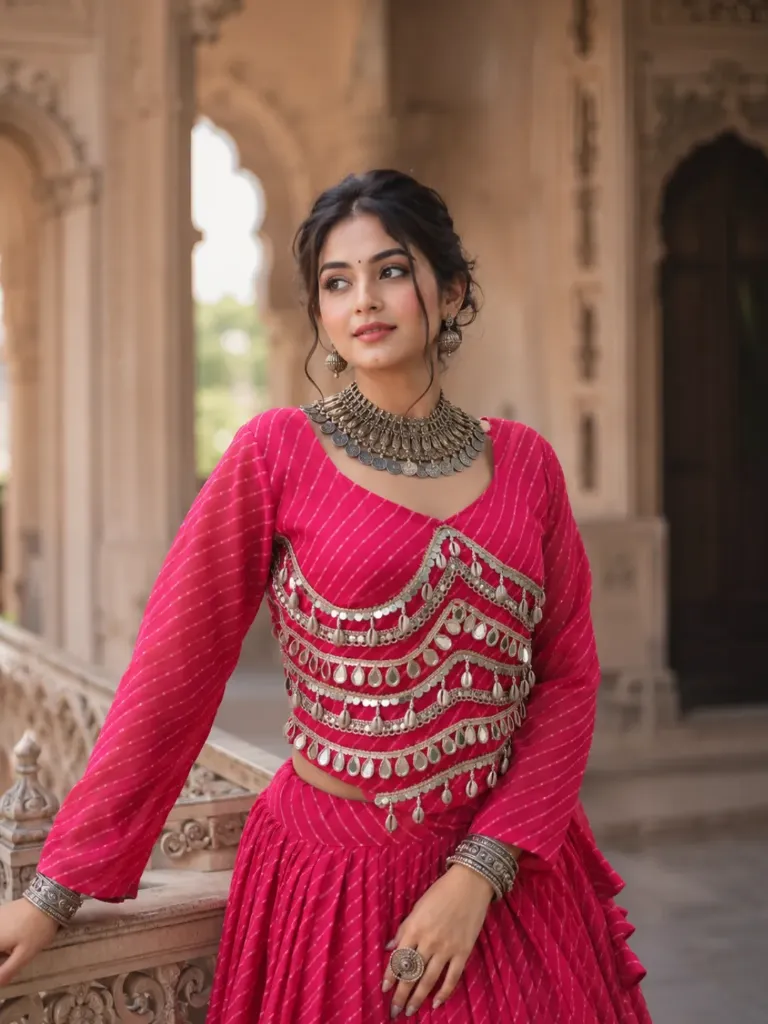 The Bandhani Fiesta Gown_RASRANGINI_344 (Pink)