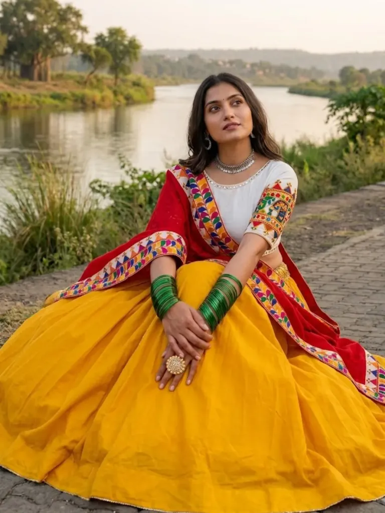 [353]  The Vibrant Yellow & Red Chaniya Choli_RASRANGINI)_353