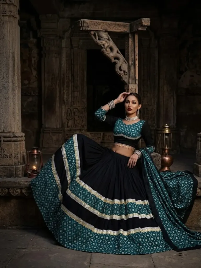 [404] Black & Gold Zari-Work Georgette Lehenga Choli_404