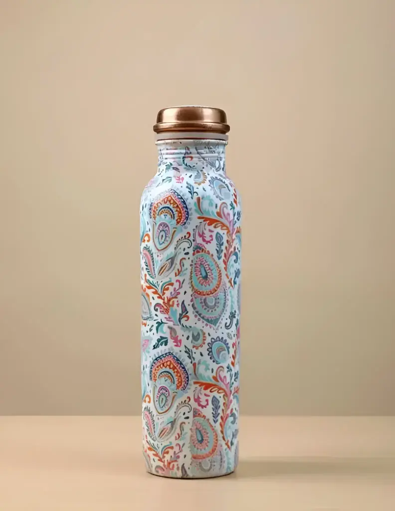 [453] Designer Printed Pure Copper Water Bottle 1ltr._453